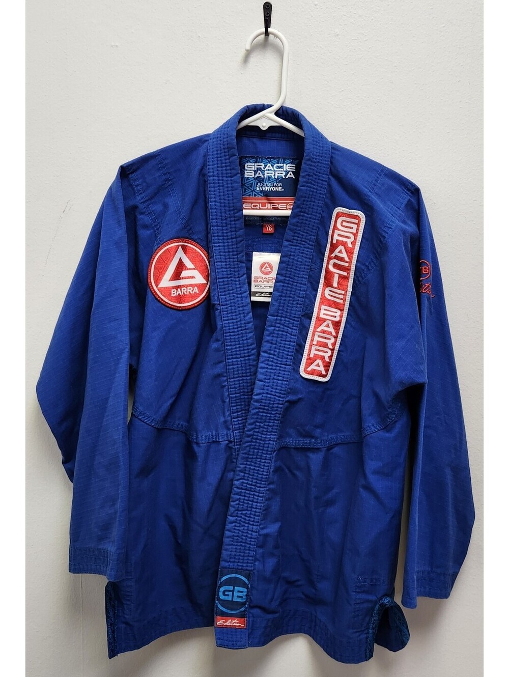Gracie Barra Equipe GB Edition Kids BJJ Gi Top Jacket Blue Youth Y6 Uniform